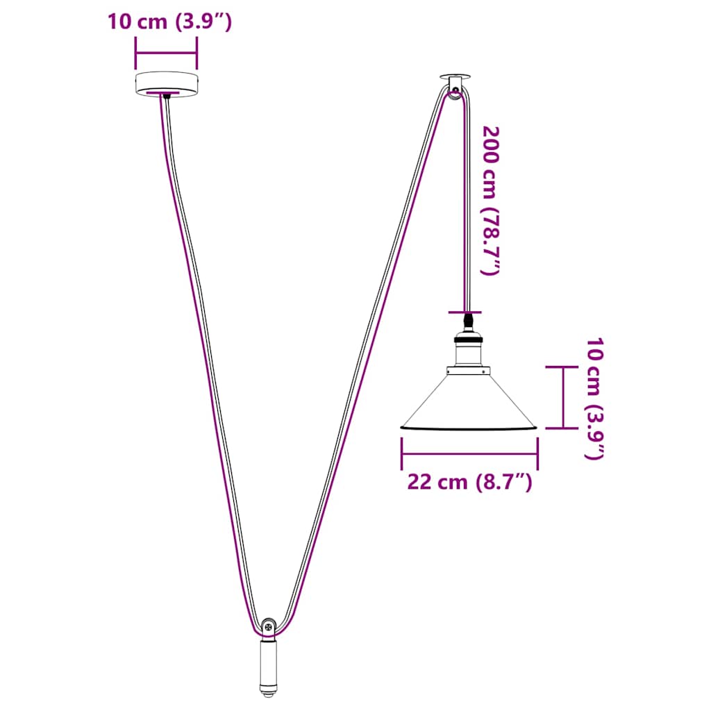 Pendellampe høydejusterbar E27 glans rød Ø 22 cm metall