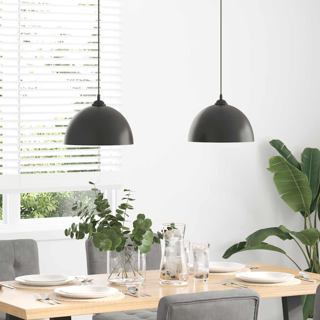 Pendellamper 2 stk høydejusterbar E27 svart Ø 30 cm metall