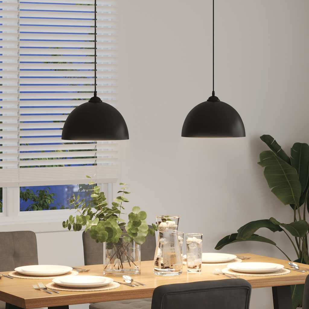 Pendellamper 2 stk høydejusterbar E27 svart Ø 30 cm metall