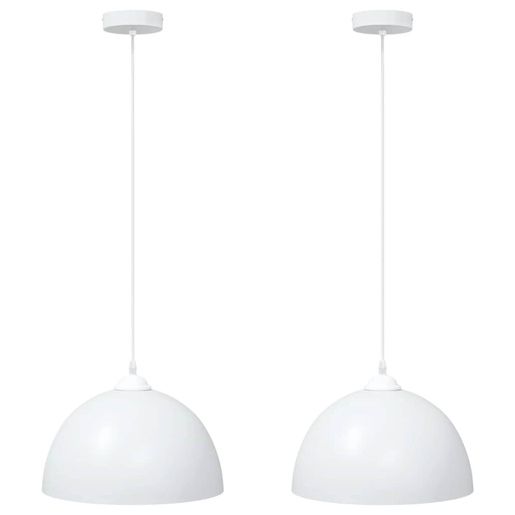Pendellamper 2 stk høydejusterbar E27 hvit Ø 30 cm metall