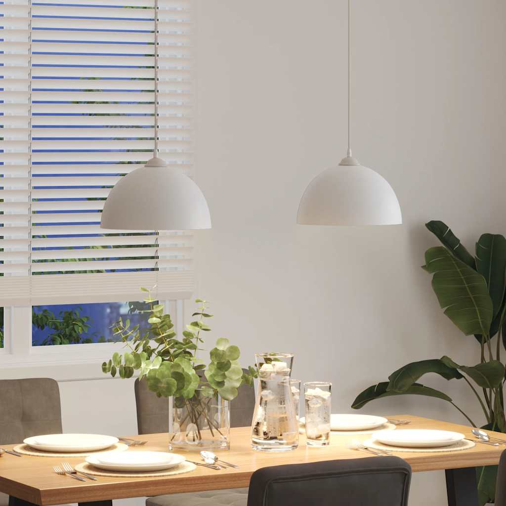 Pendellamper 2 stk høydejusterbar E27 hvit Ø 30 cm metall