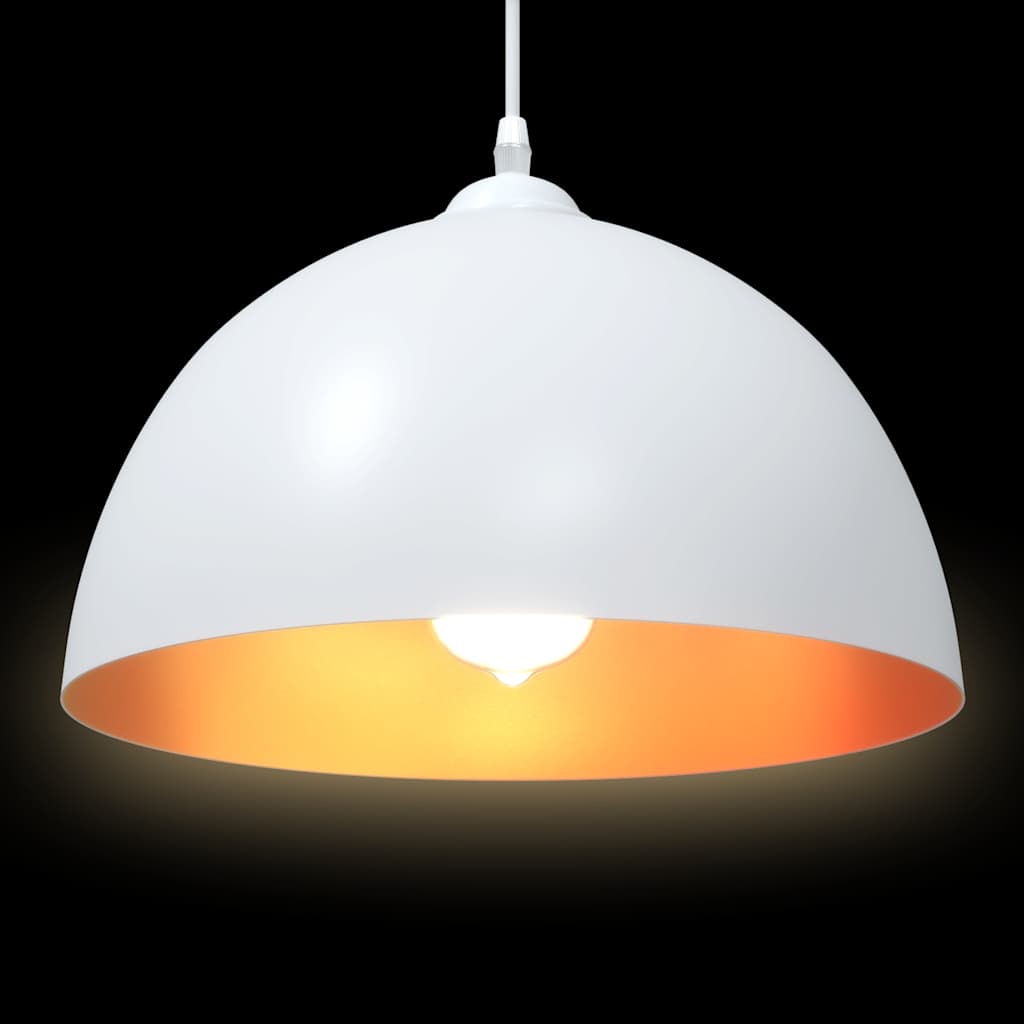 Pendellamper 2 stk høydejusterbar E27 hvit Ø 30 cm metall
