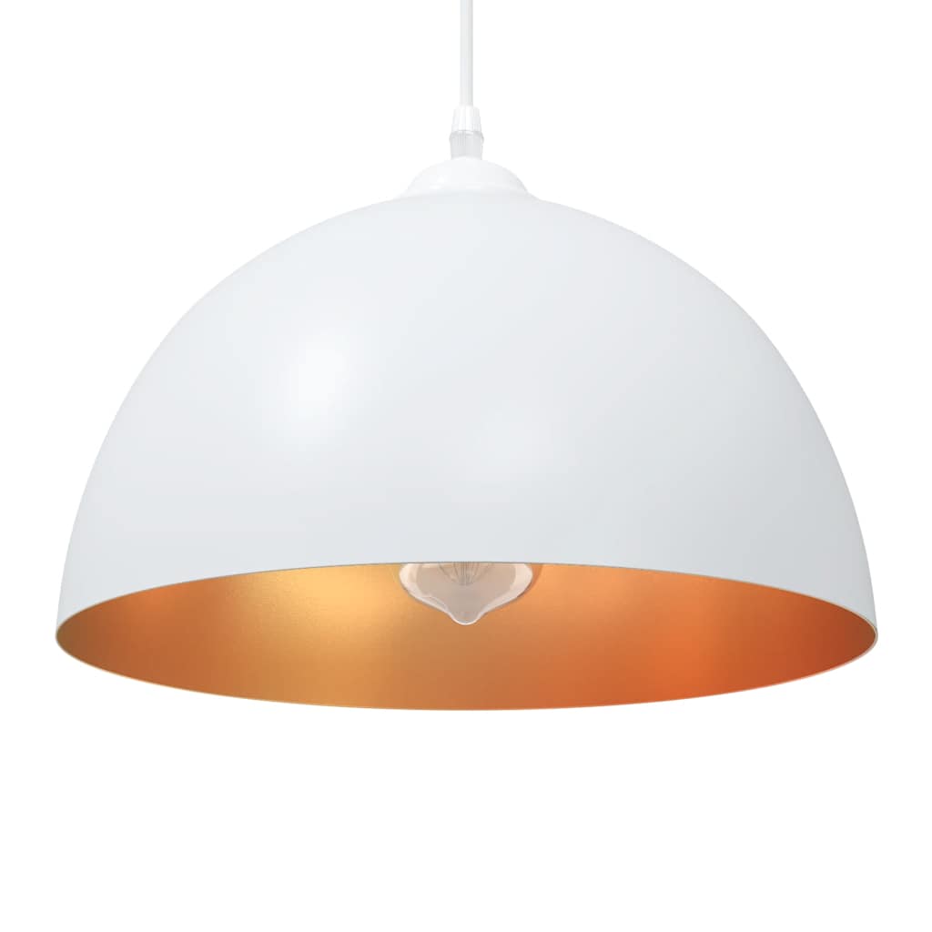 Pendellamper 2 stk høydejusterbar E27 hvit Ø 30 cm metall