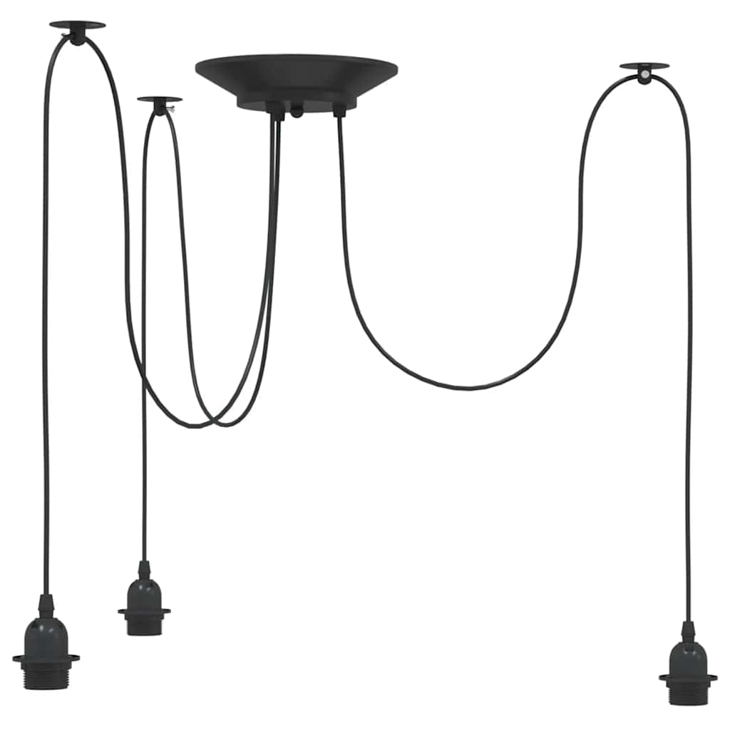 Pendellampe med 3 lampeholdere E27 svart metal