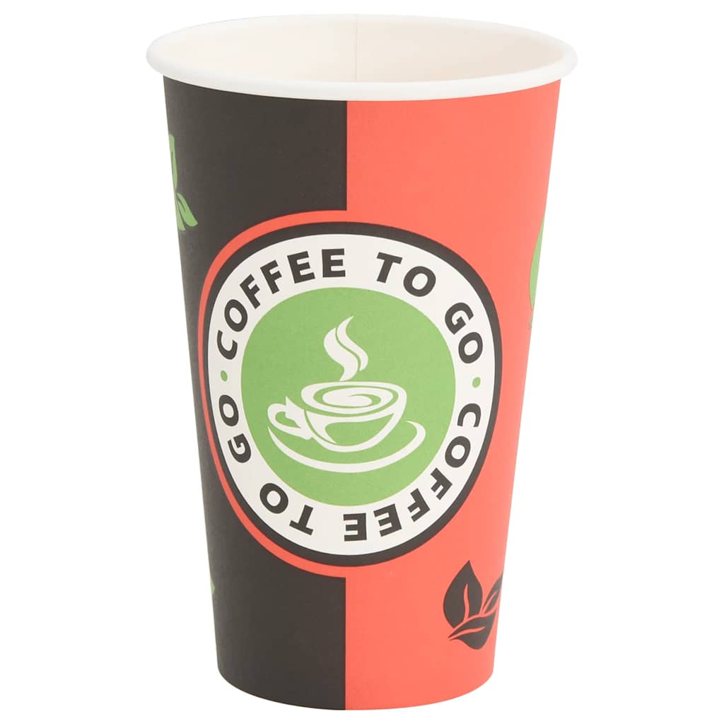 Papir kaffekopper 1000 stk 16oz 400 ml rød og svart