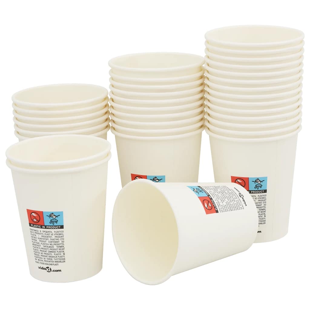 Papir kaffekopper 1000 stk 8oz 200 ml hvit