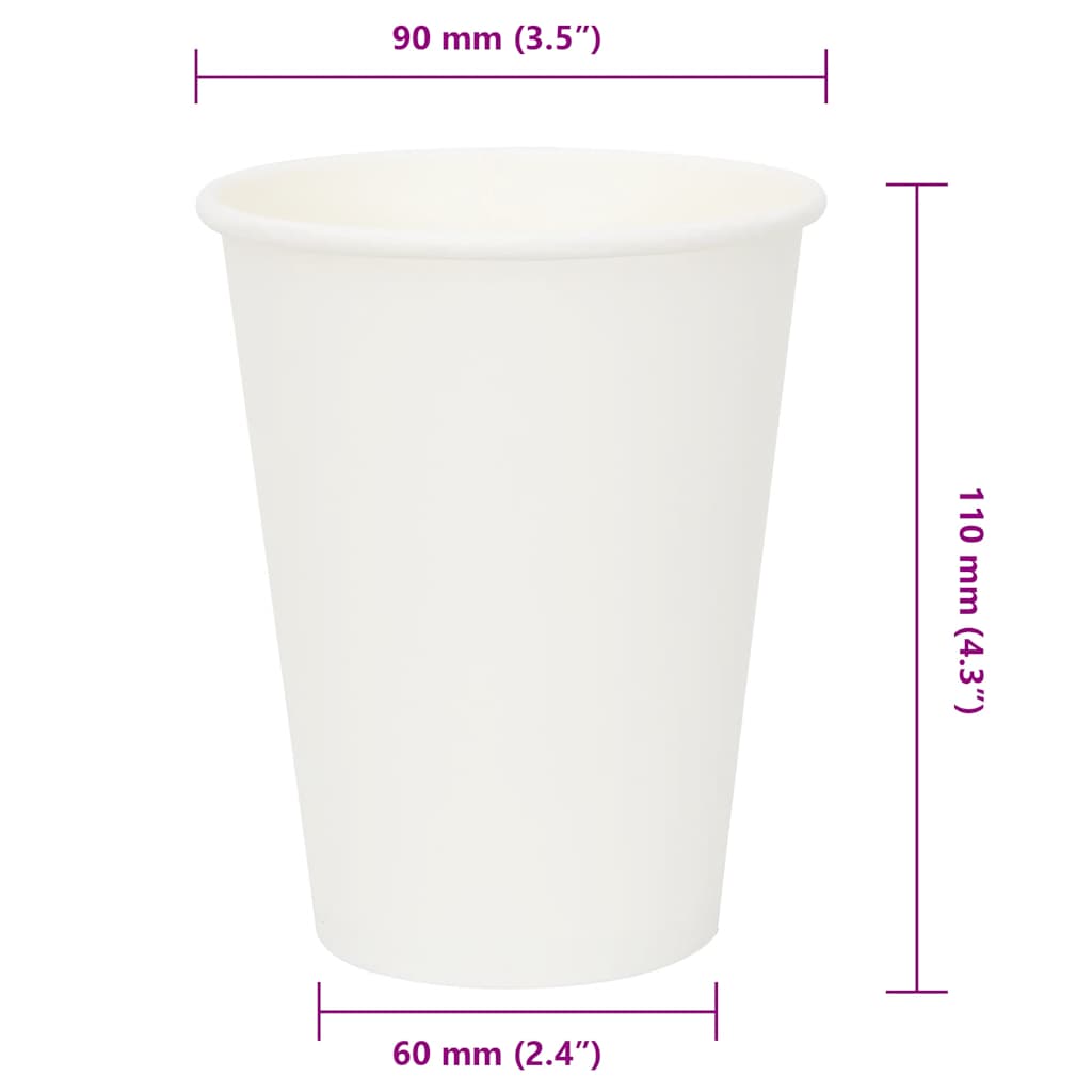 Papir kaffekopper 1000 stk 12oz 300 ml hvit