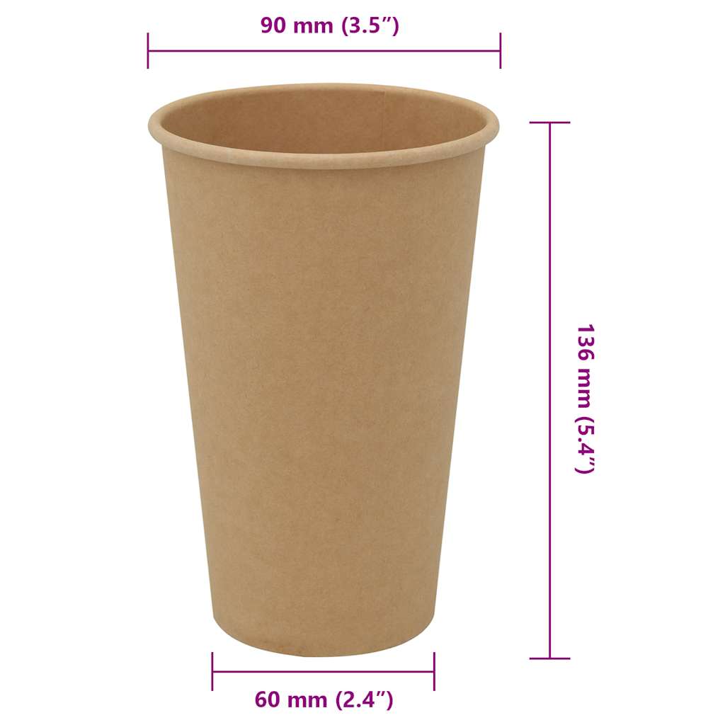 Papir kaffekopper 1000 stk 16oz 400 ml brun