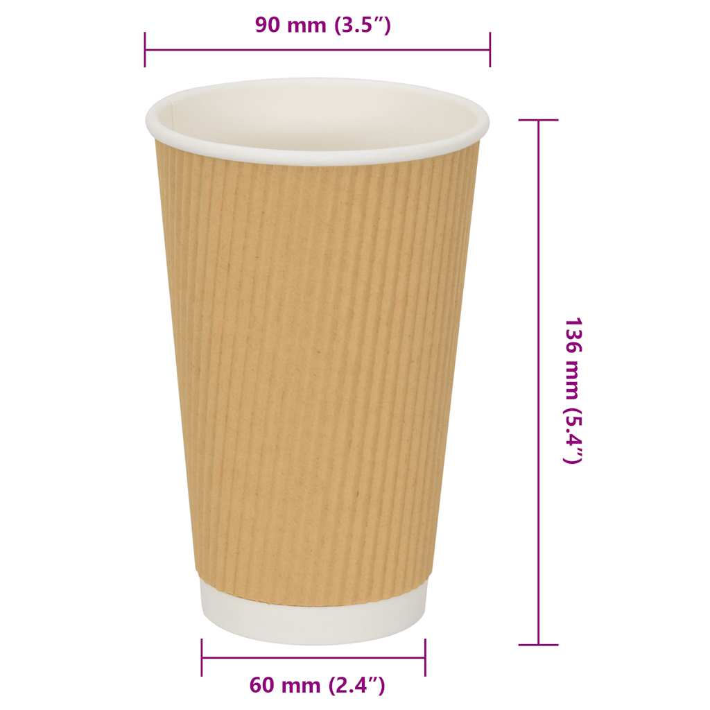Papir kaffekopper 500 stk 16oz 400 ml brun