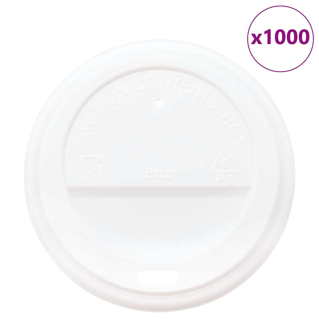 Papir kaffekopp lokk Ø80 mm 8oz 1000 stk hvit plast vidaXL