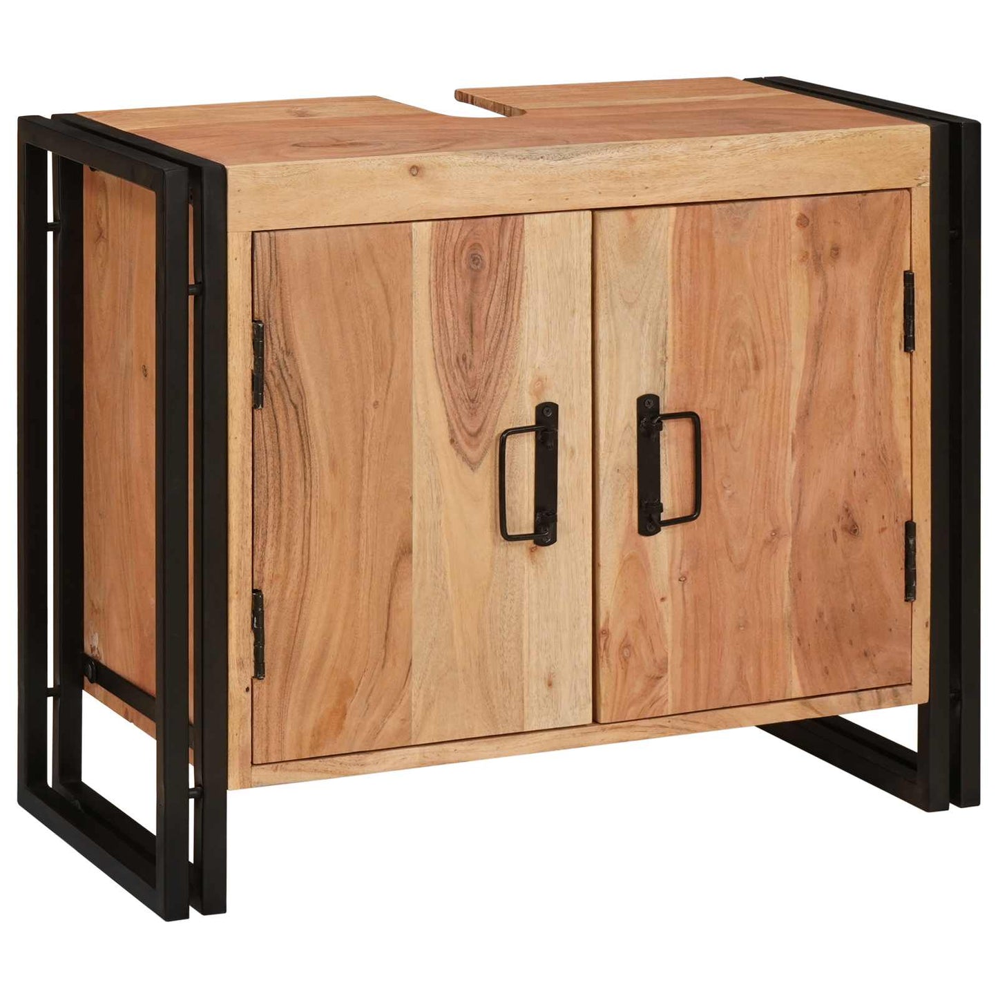 Vaskeskap med hylle Brun 71 x 33 x 58 cm Solid akasietre