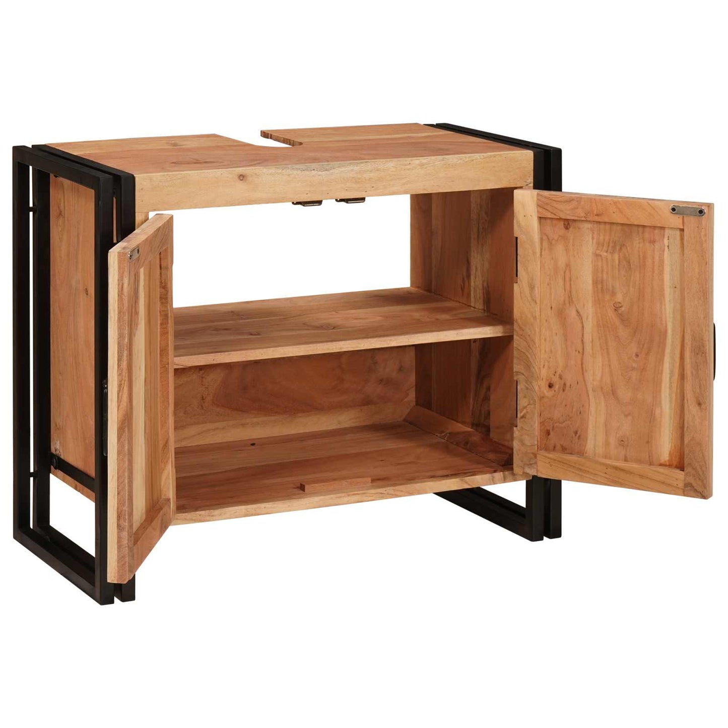 Vaskeskap med hylle Brun 71 x 33 x 58 cm Solid akasietre