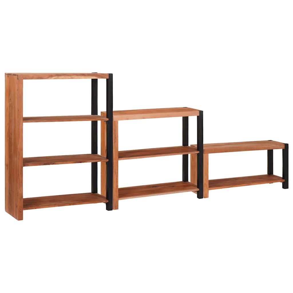 Bokhylle 3 pcs Brun 80 x 30 x 110 cm Solid akasietre