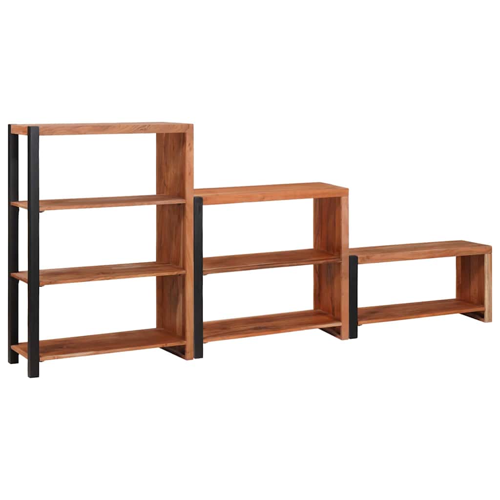 Bokhylle 3 pcs Brun 80 x 30 x 110 cm Solid akasietre