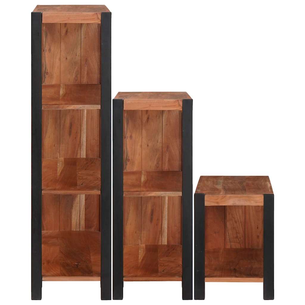 Bokhylle 3 pcs Brun 80 x 30 x 110 cm Solid akasietre