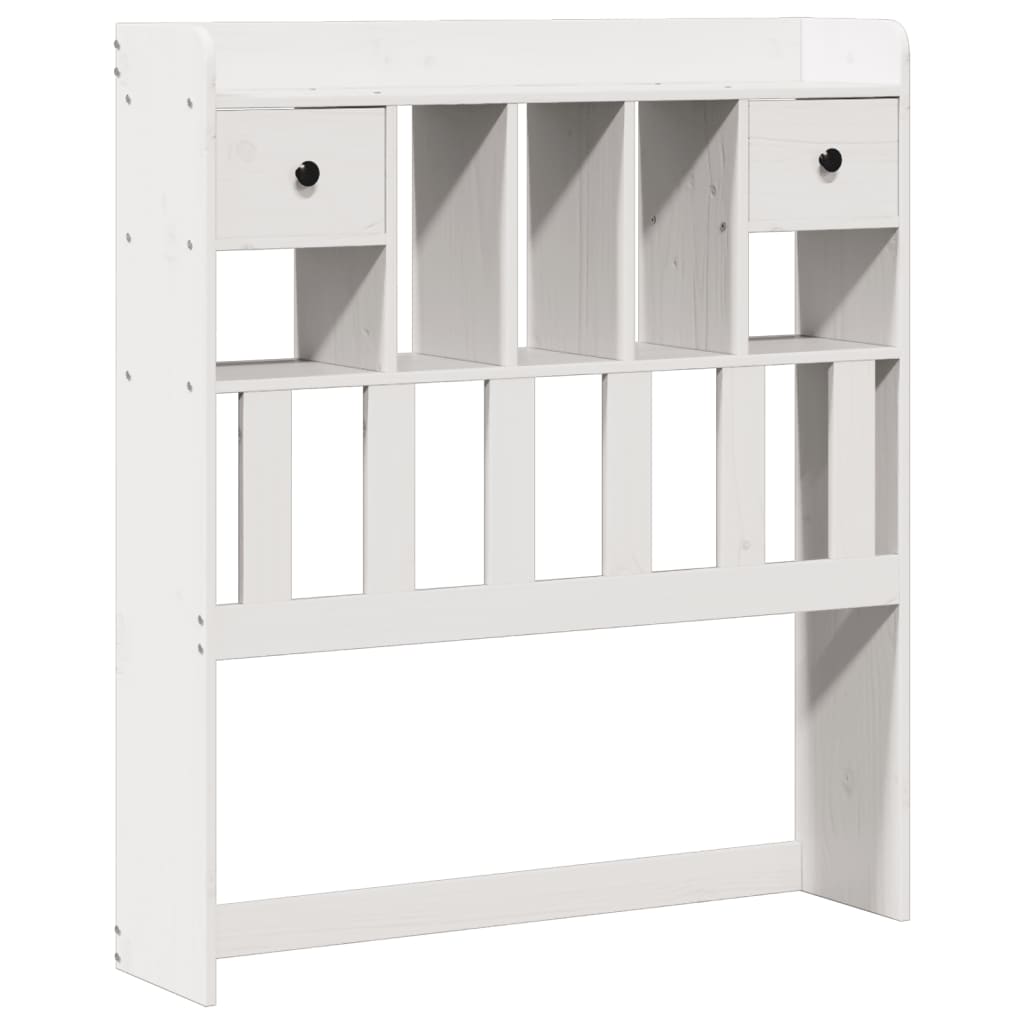 Seng med bokhylle uten madrass hvit 75x190 cm heltre furu