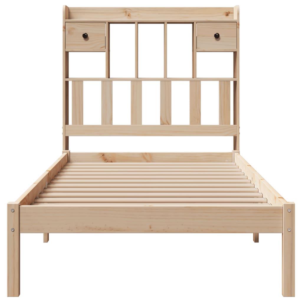 Seng med bokhylle uten madrass 90x190 cm heltre furu