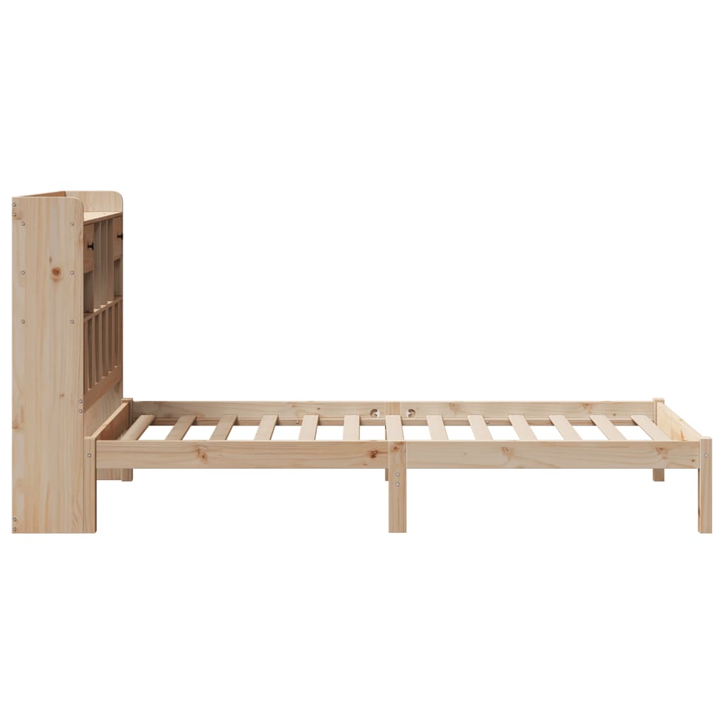 Seng med bokhylle uten madrass 90x200 cm heltre furu