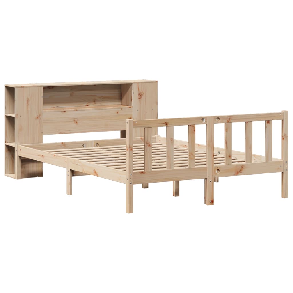 Seng med bokhylle uten madrass 160x200 cm heltre furu