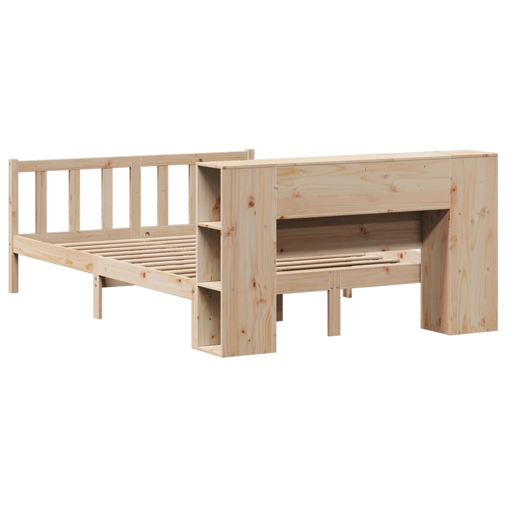 Seng med bokhylle uten madrass 160x200 cm heltre furu