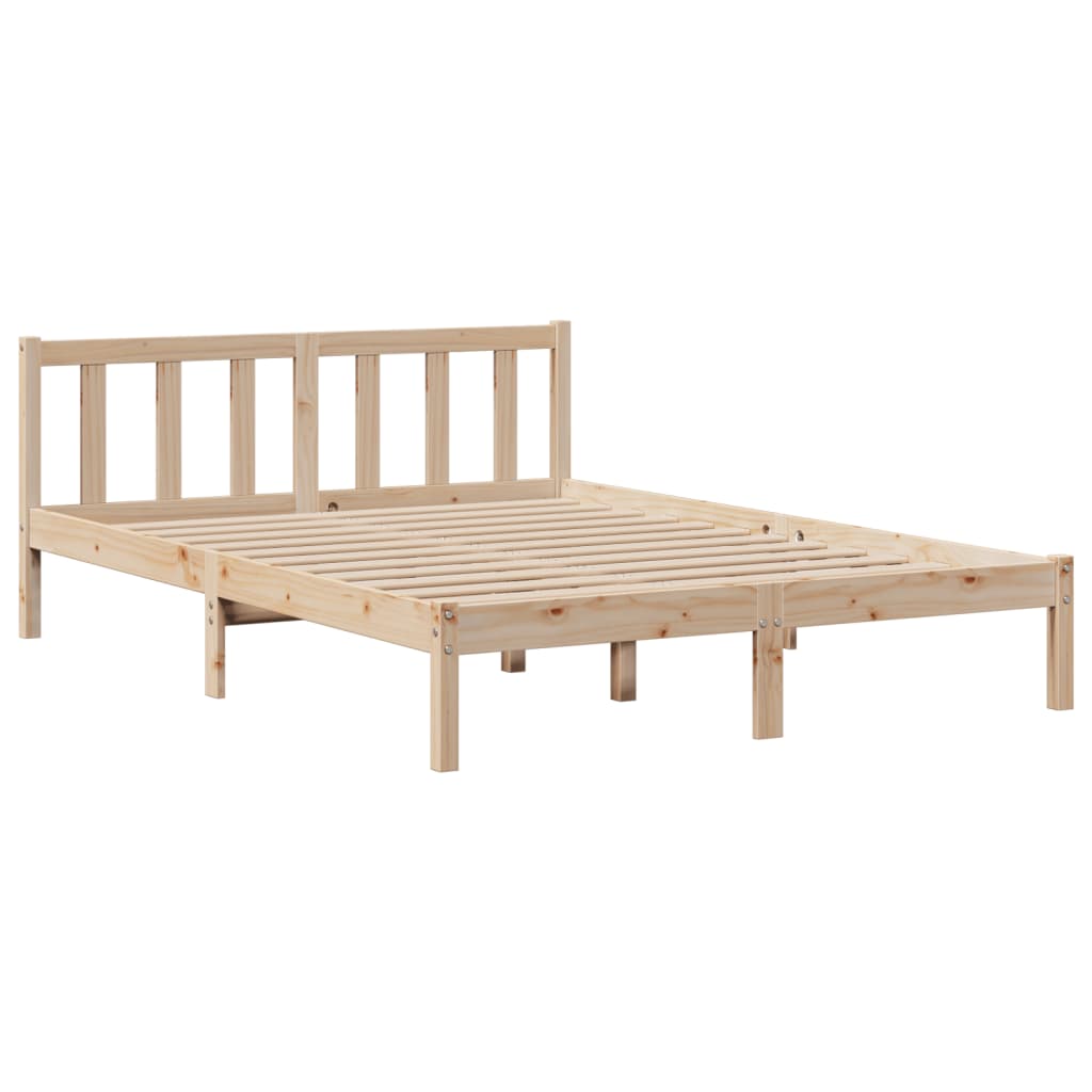 Seng med bokhylle uten madrass 140x200 cm heltre furu