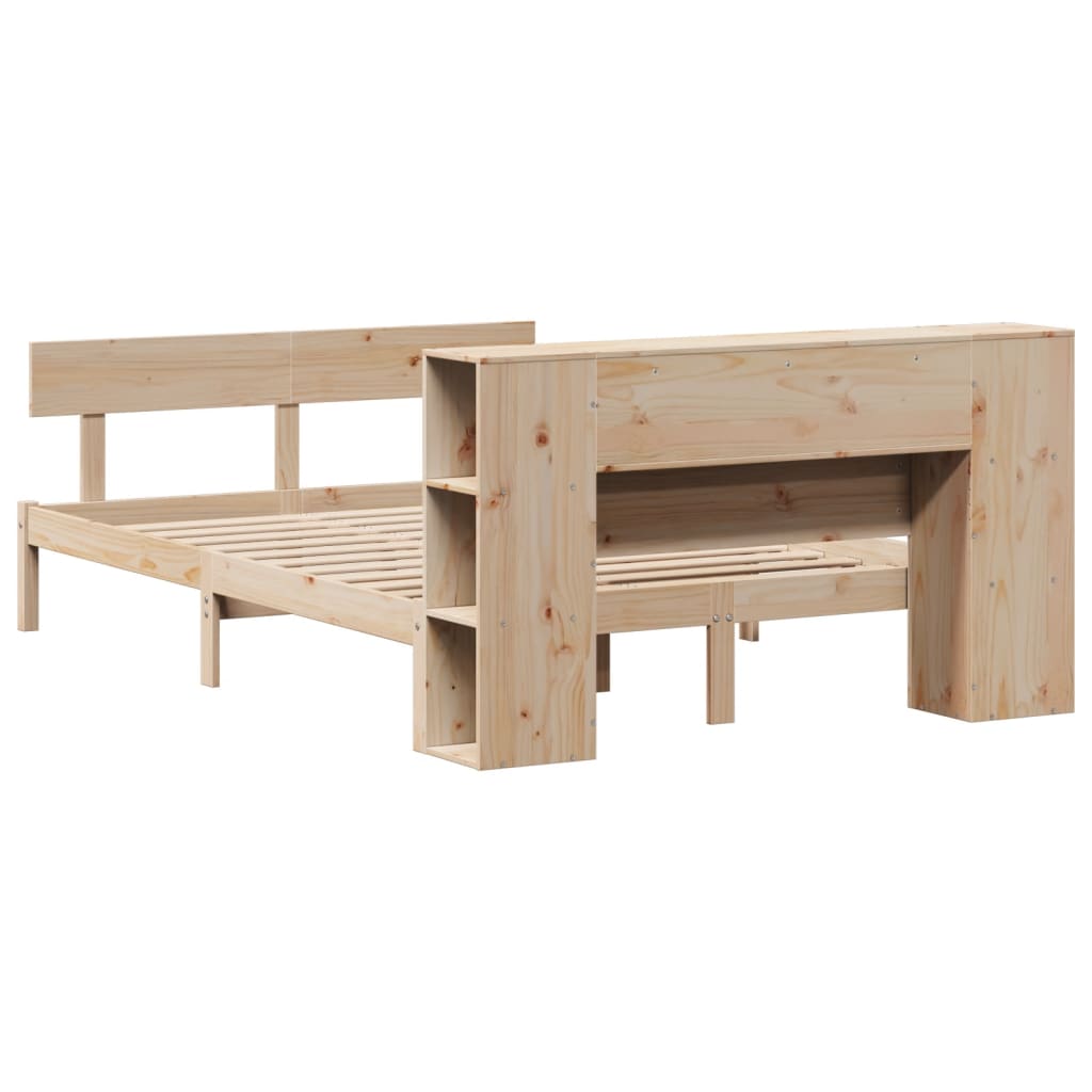 Seng med bokhylle uten madrass 160x200 cm heltre furu