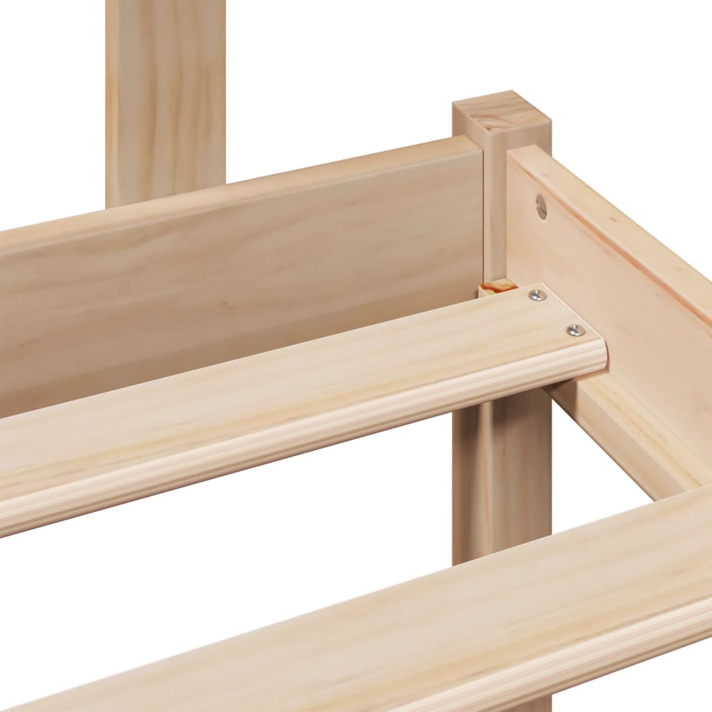 Seng med bokhylle uten madrass 160x200 cm heltre furu