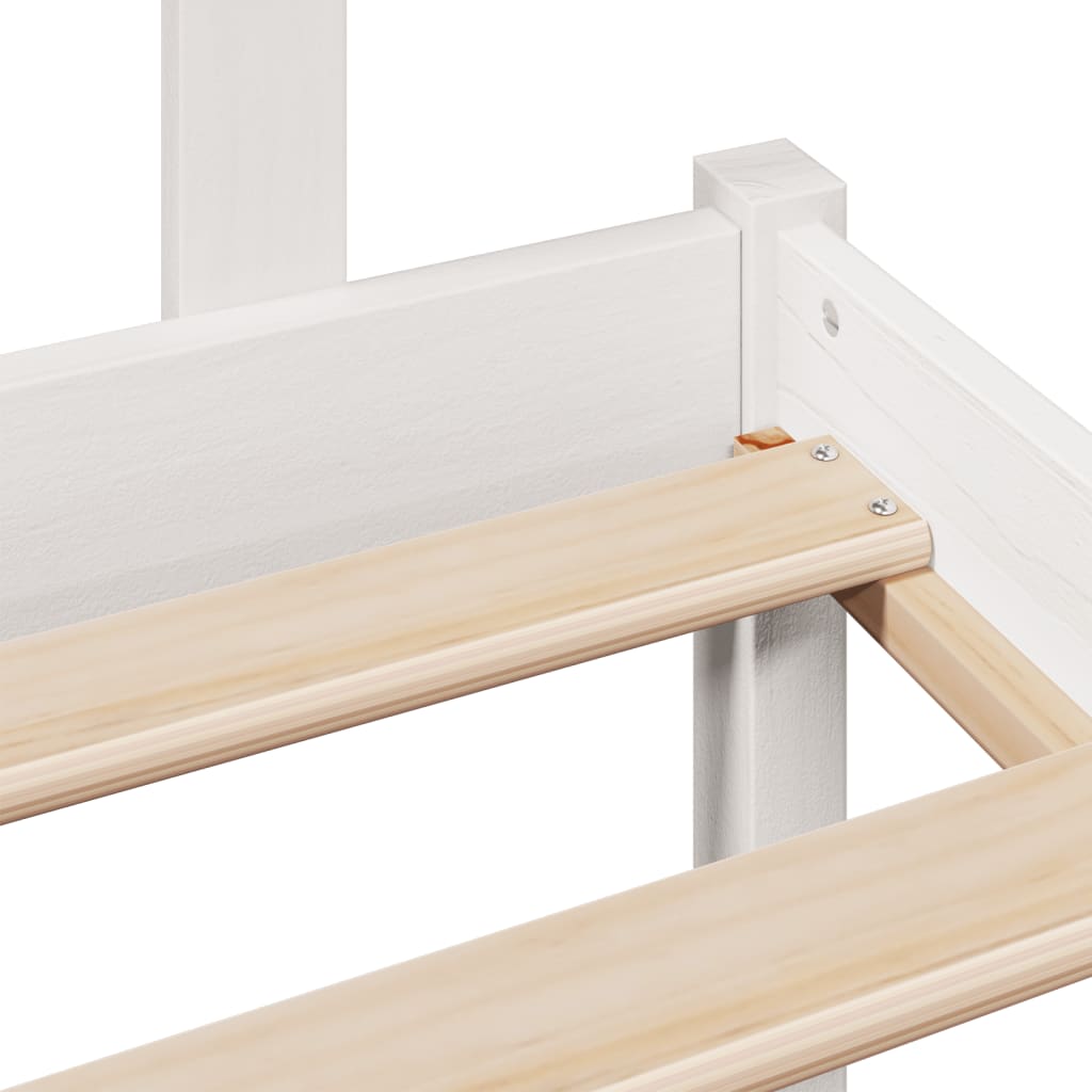 Seng med bokhylle uten madrass hvit 160x200 cm heltre furu