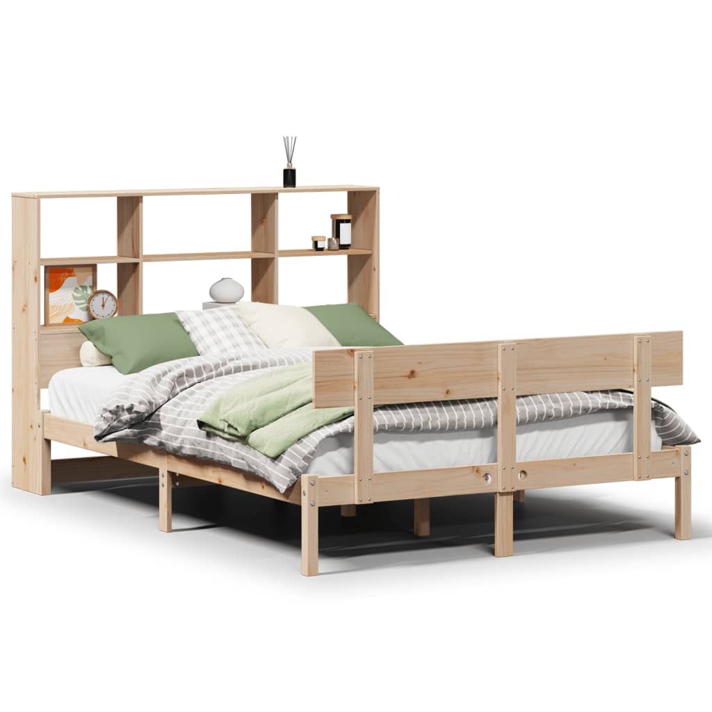 Seng med bokhylle uten madrass 160x200 cm heltre furu