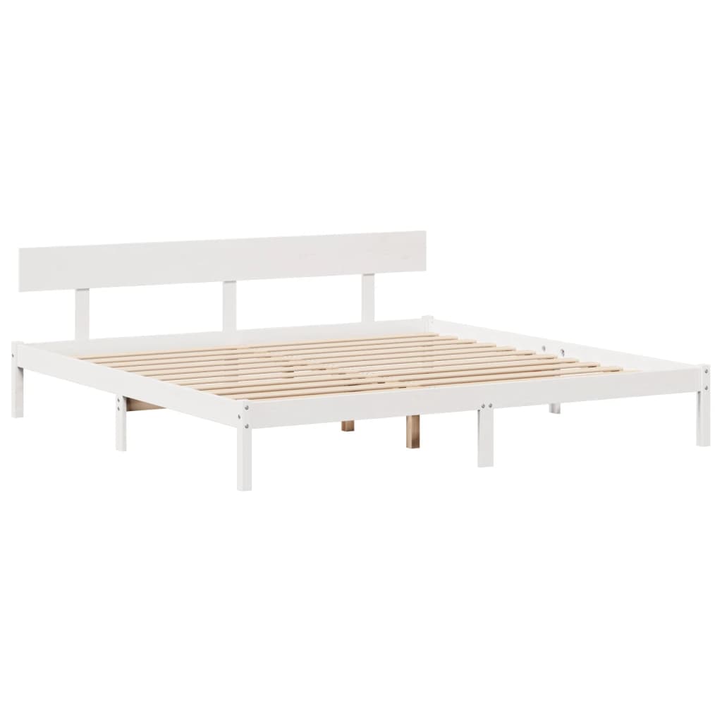 Seng med bokhylle uten madrass hvit 180x200 cm heltre furu