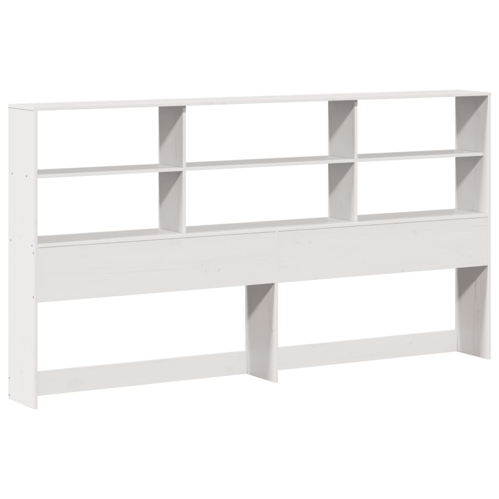 Seng med bokhylle uten madrass hvit 180x200 cm heltre furu