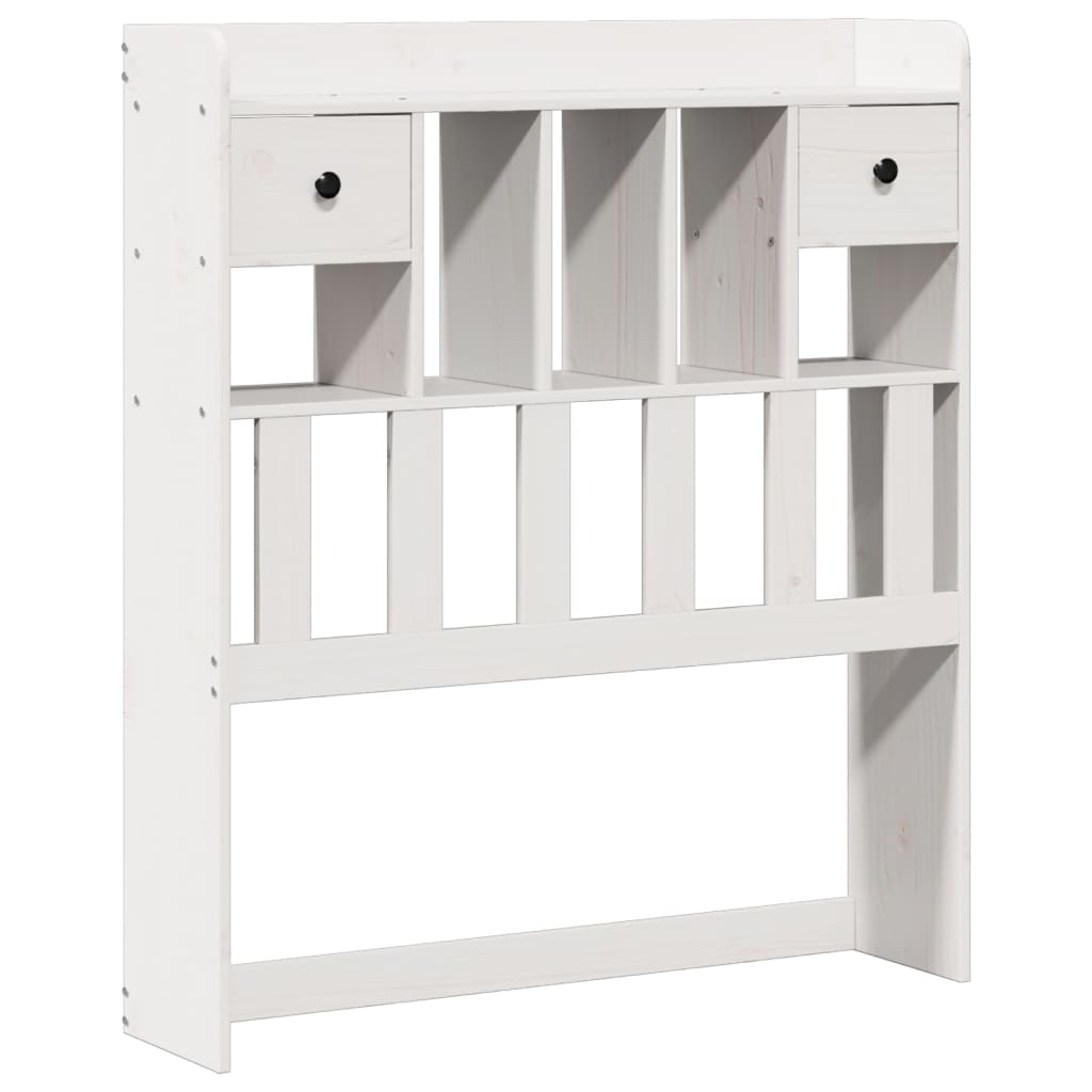 Seng med bokhylle uten madrass hvit 90x190 cm heltre furu