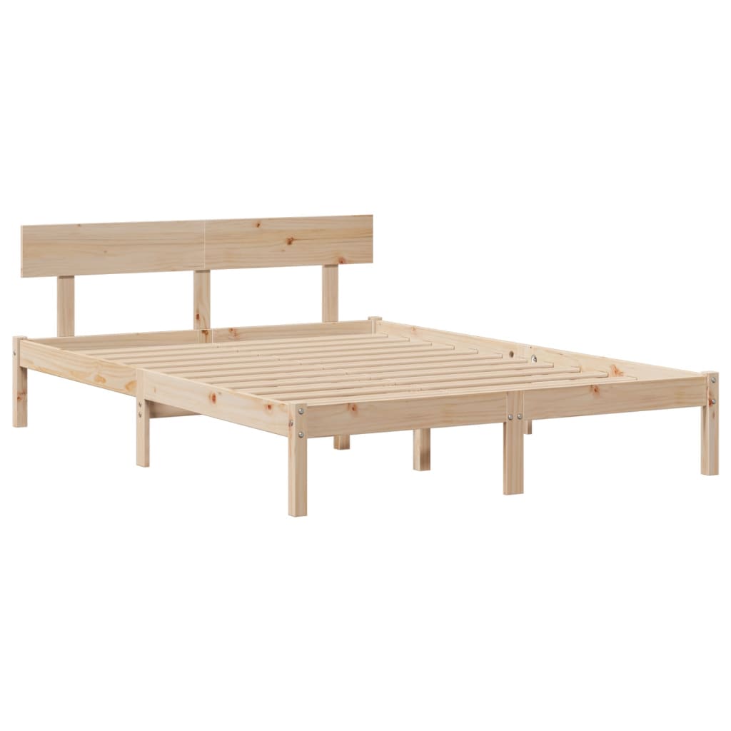 Seng med bokhylle uten madrass 140x190 cm heltre furu