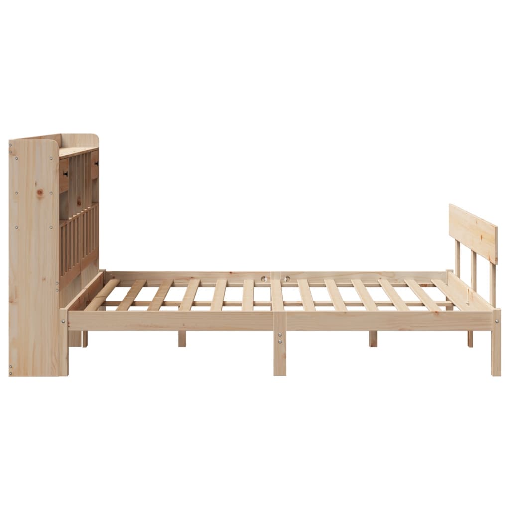 Seng med bokhylle uten madrass 140x190 cm heltre furu