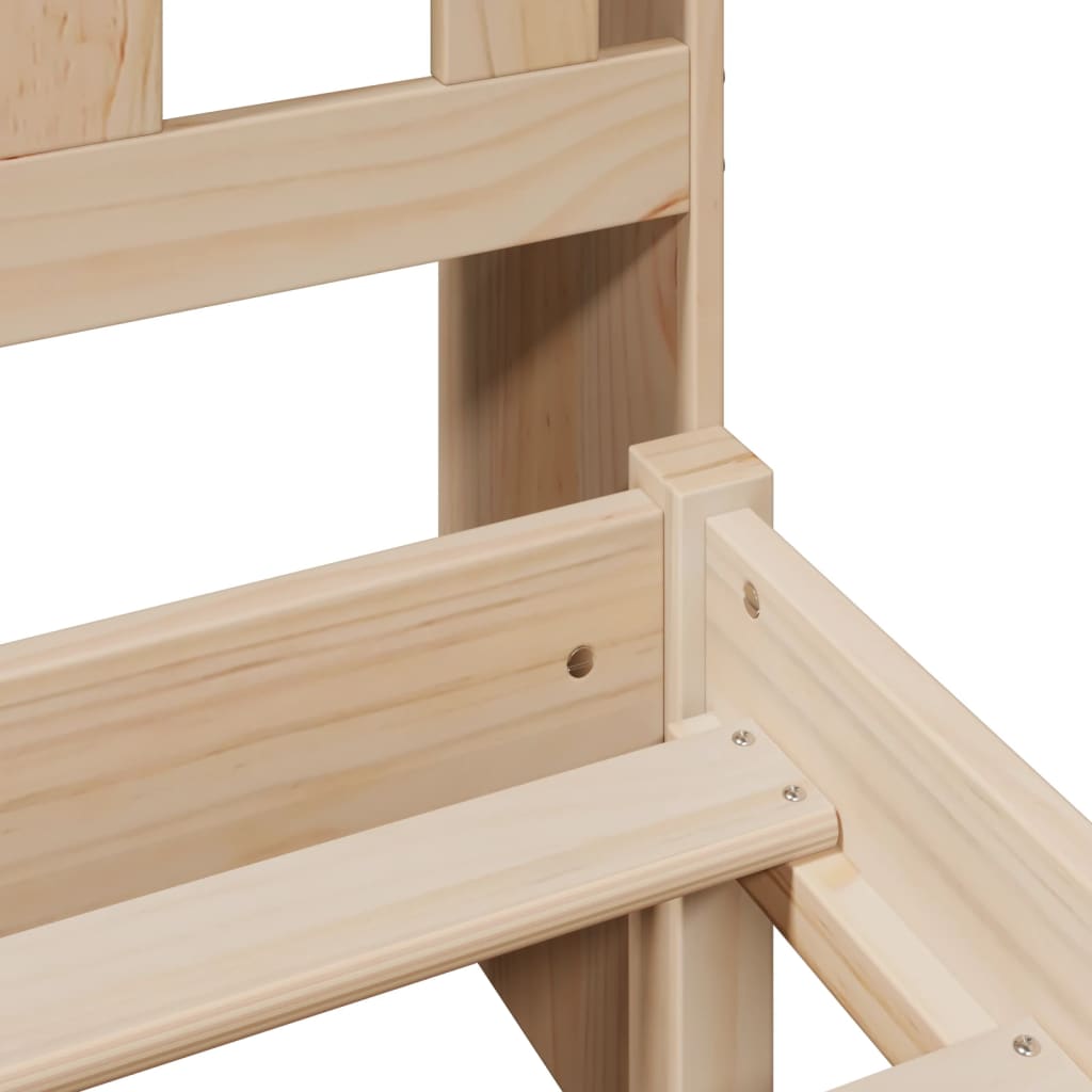 Seng med bokhylle uten madrass 90x200 cm heltre furu