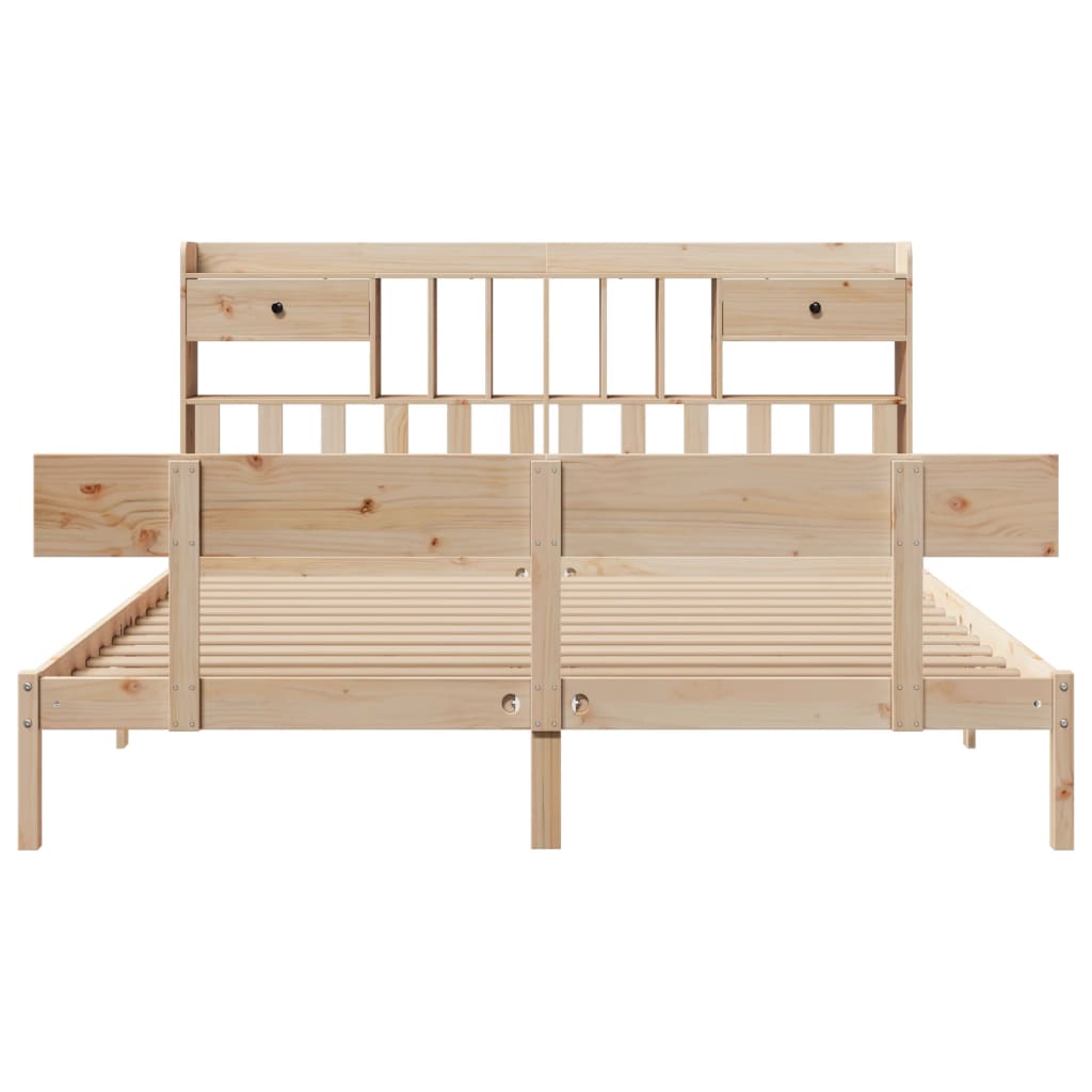 Seng med bokhylle uten madrass 180x200 cm heltre furu