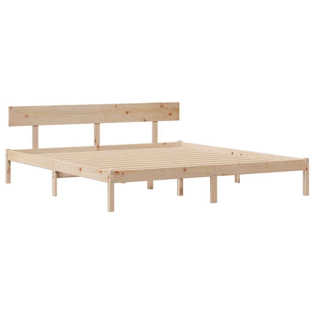 Seng med bokhylle uten madrass 180x200 cm heltre furu