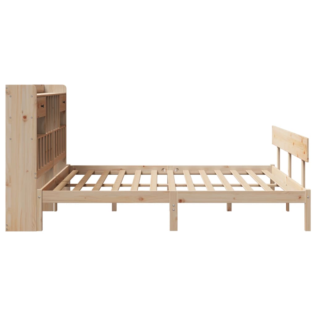Seng med bokhylle uten madrass 180x200 cm heltre furu