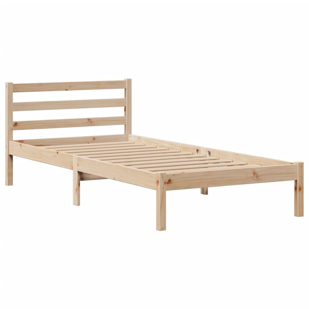 Seng med bokhylle uten madrass 100x200 cm heltre furu