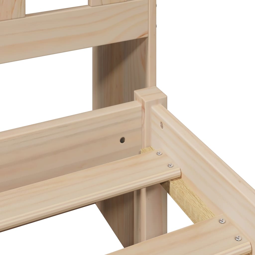 Seng med bokhylle uten madrass 100x200 cm heltre furu