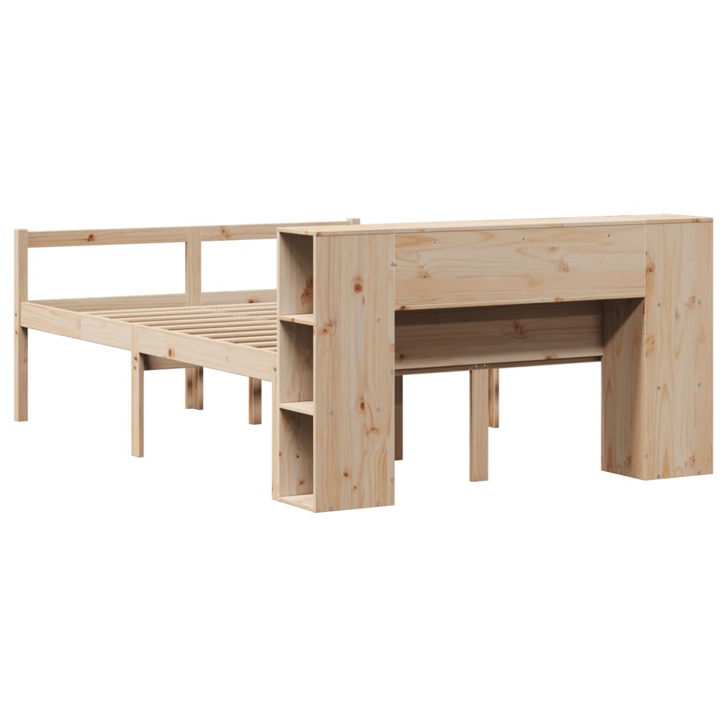 Seng med bokhylle uten madrass 135x190 cm heltre furu