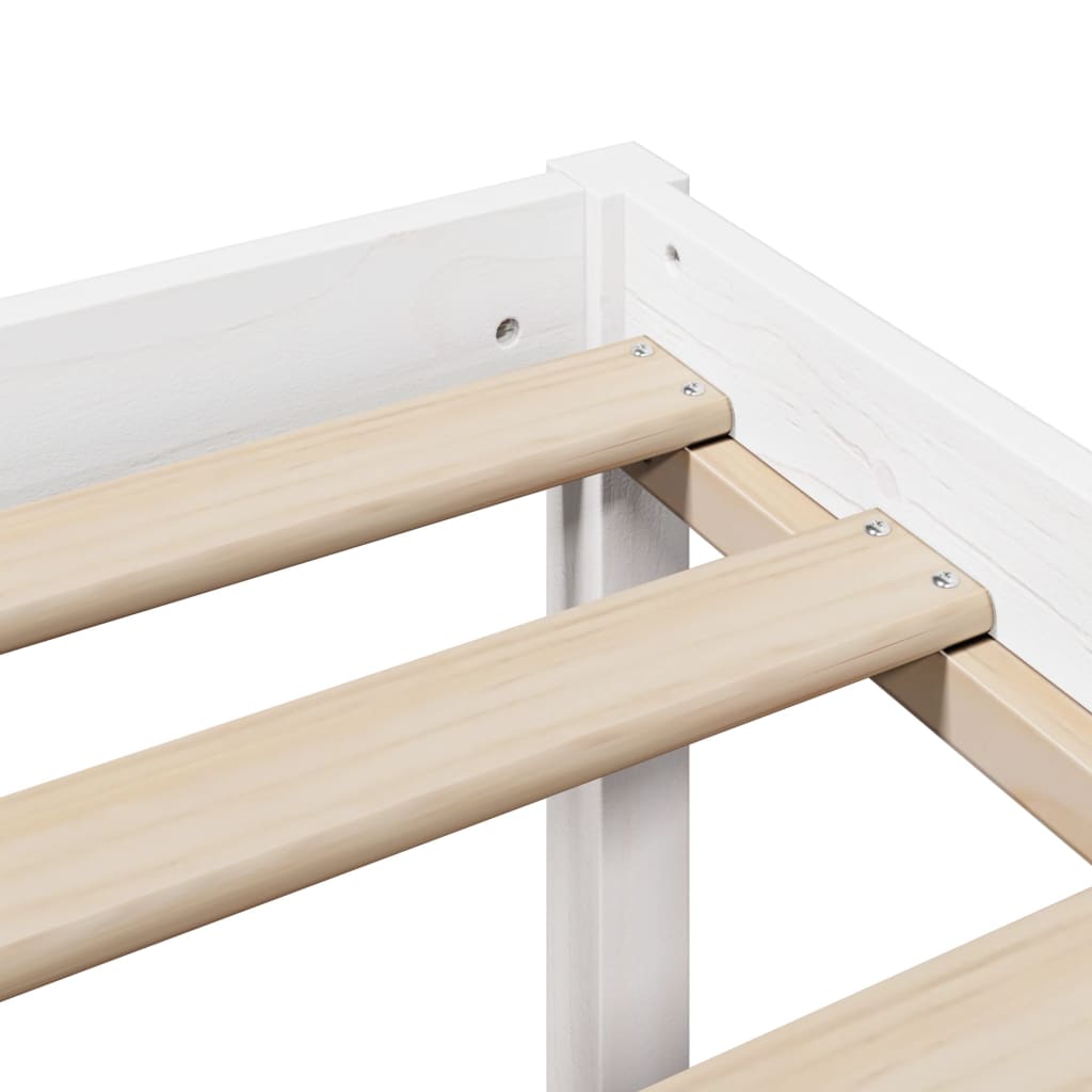 Seng med bokhylle uten madrass hvit 140x190 cm heltre furu