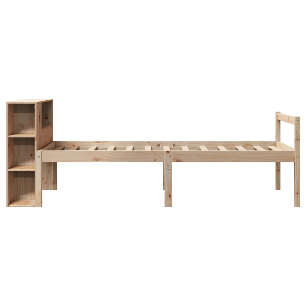 Seng med bokhylle uten madrass 75x190 cm heltre furu