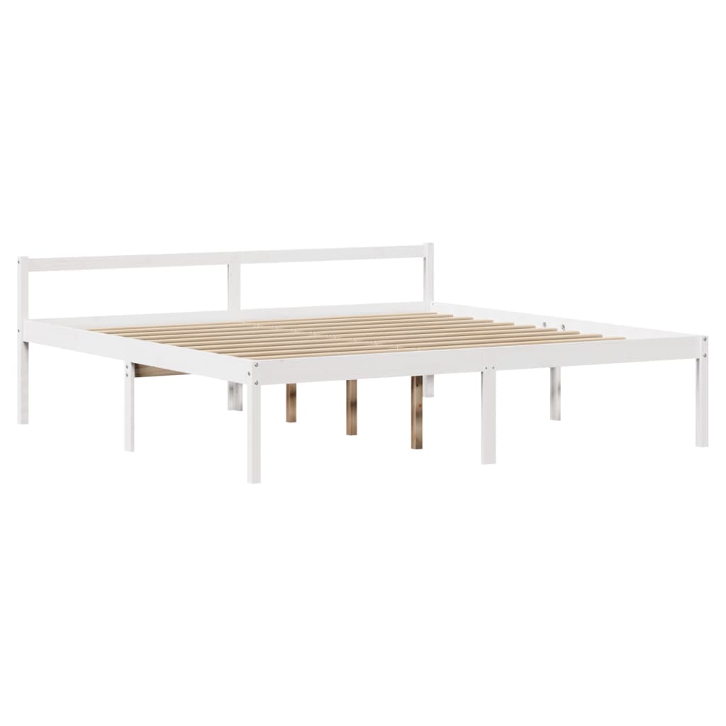 Seng med bokhylle uten madrass hvit 180x200 cm heltre furu