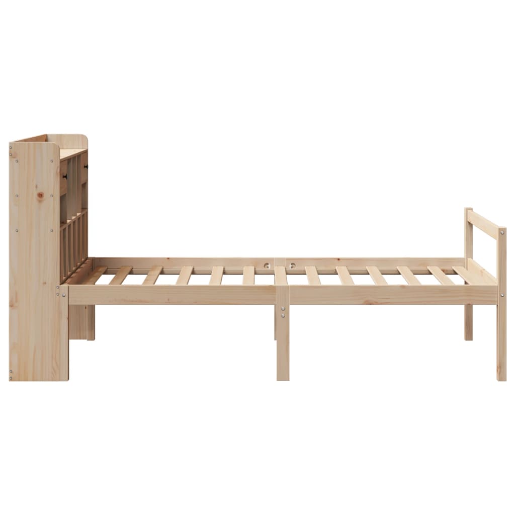 Seng med bokhylle uten madrass 90x190 cm heltre furu