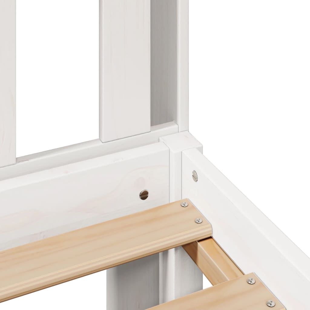 Seng med bokhylle uten madrass hvit 90x190 cm heltre furu