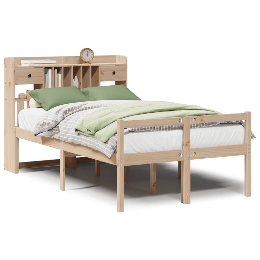 Seng med bokhylle uten madrass 135x190 cm heltre furu
