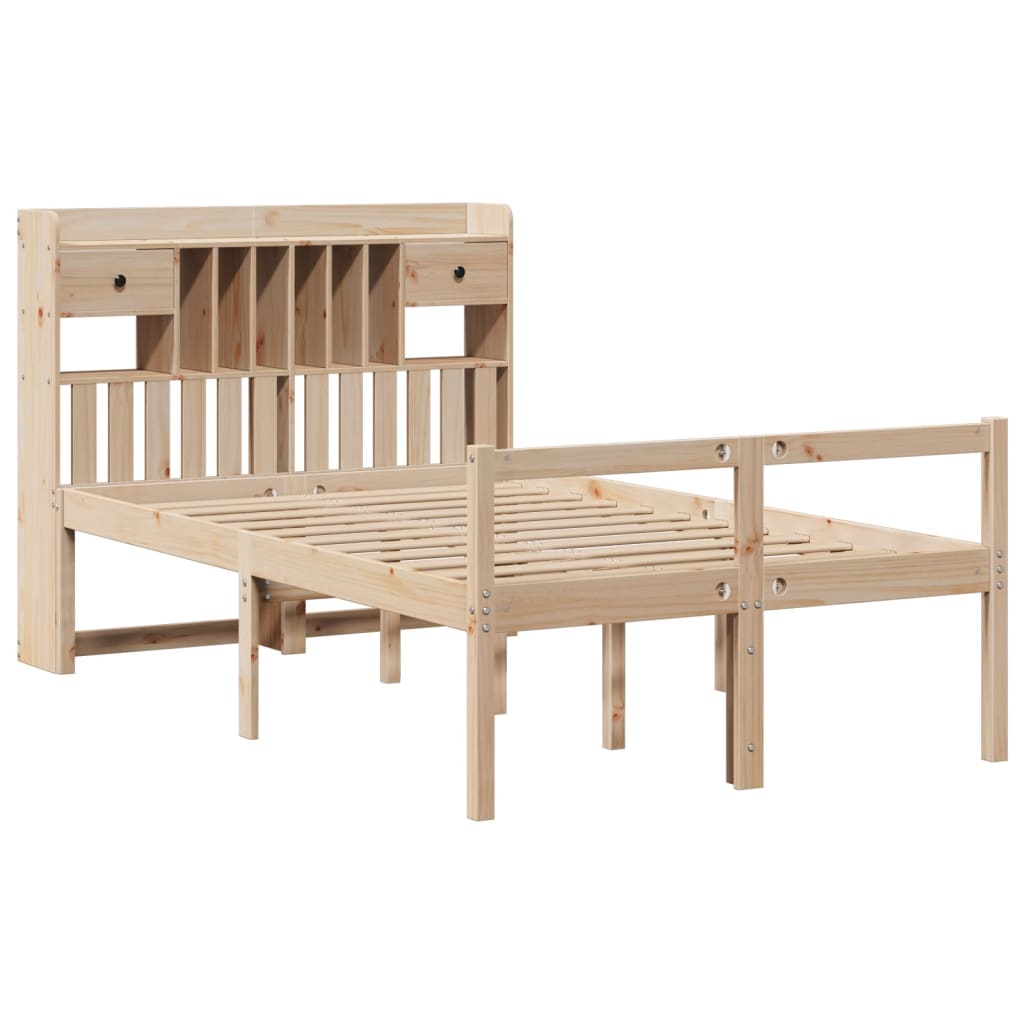 Seng med bokhylle uten madrass 135x190 cm heltre furu