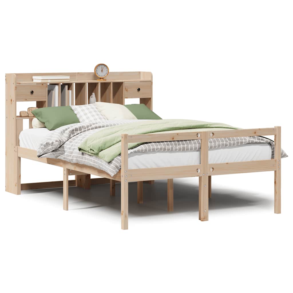 Seng med bokhylle uten madrass 140x190 cm heltre furu