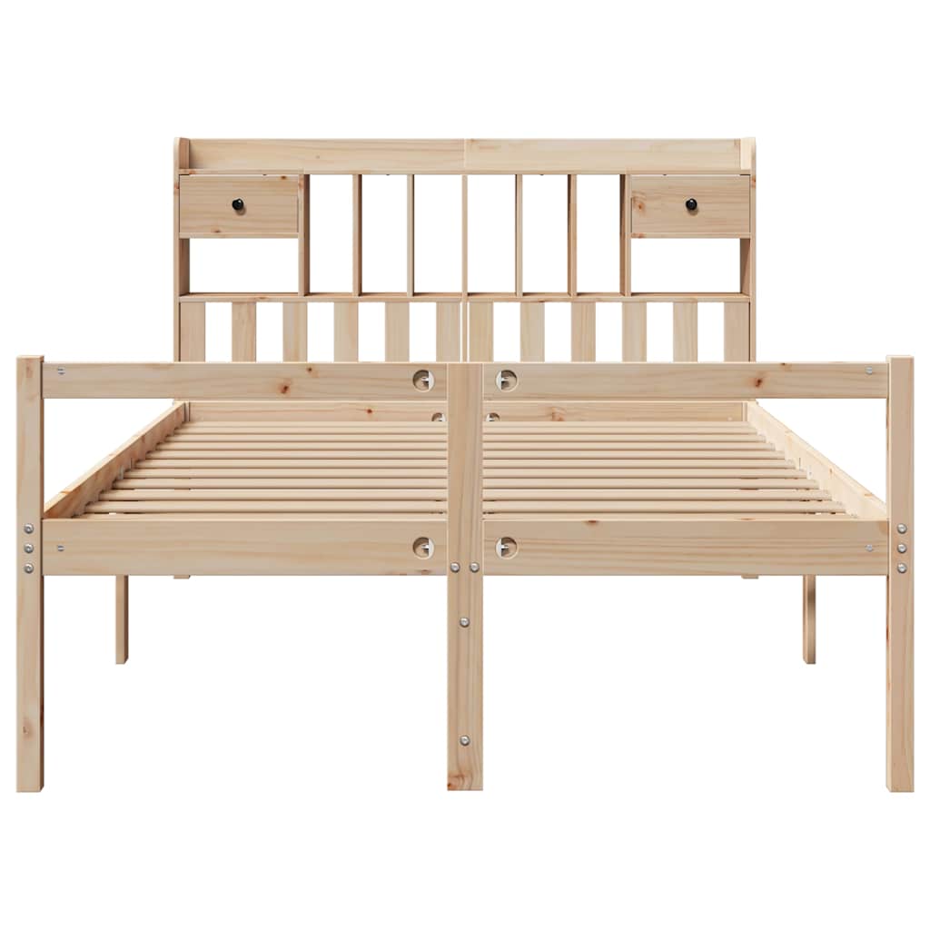 Seng med bokhylle uten madrass 140x190 cm heltre furu